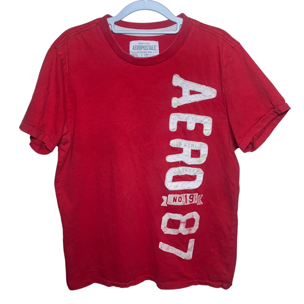 Aeropostale Graphic T-Shirt Mens L Red Good Aero 87 Applique Preppy